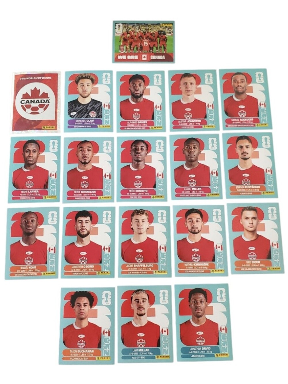 Panini Fifa World Cup 2026 Team Canada Latin American Stickers Lot 19